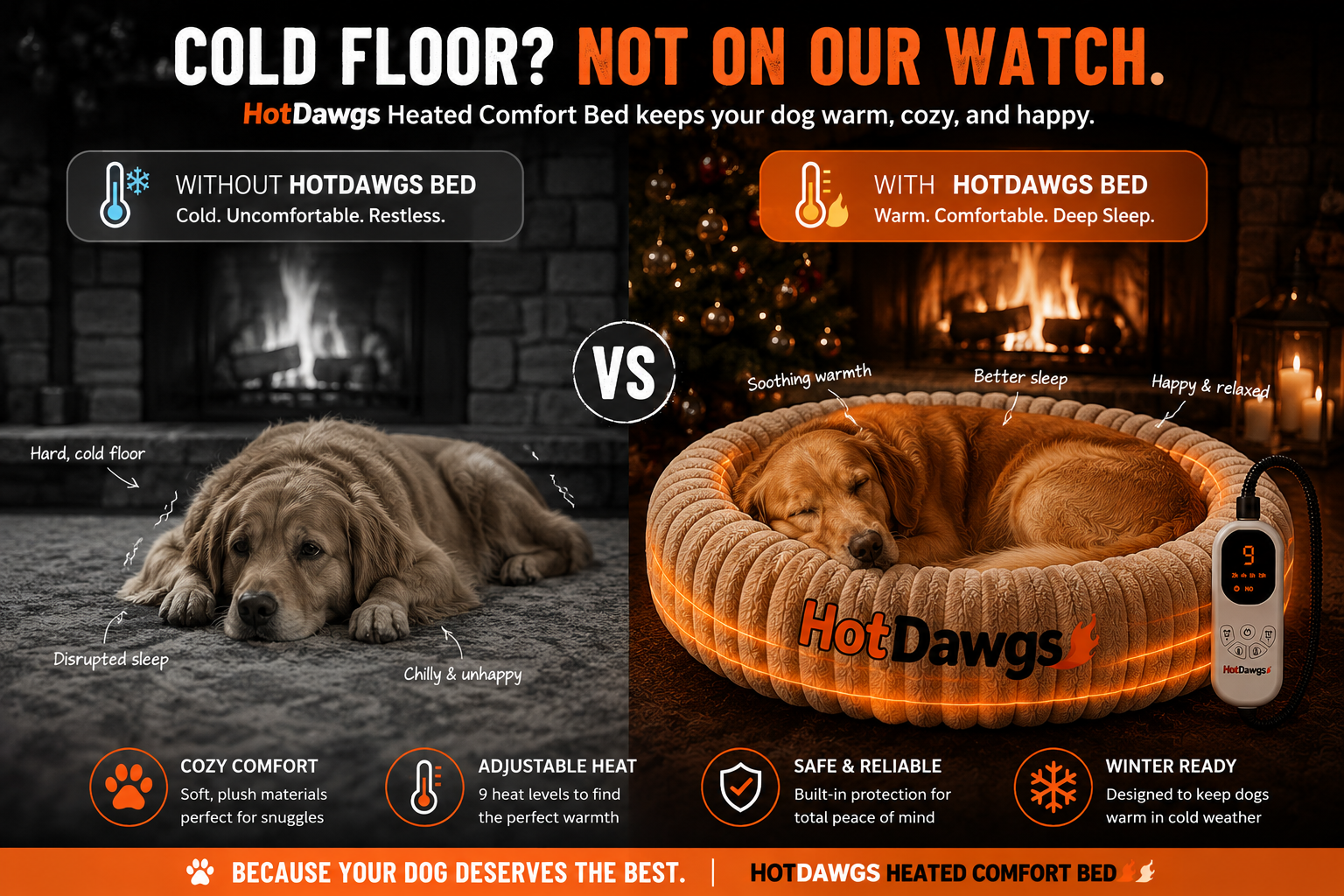 Dog on a cold, hard floor before HotDawgs